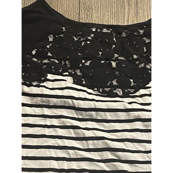 LOFT OUTLET - Striped T Shirt Cotton Medium Lace Cotton Poly blend - Picture 5 of 8